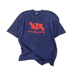 Vintage Ri:kors Graphic T-Shirt Mens XL Navy Blue Red Logo Y2K Streetwear Tee